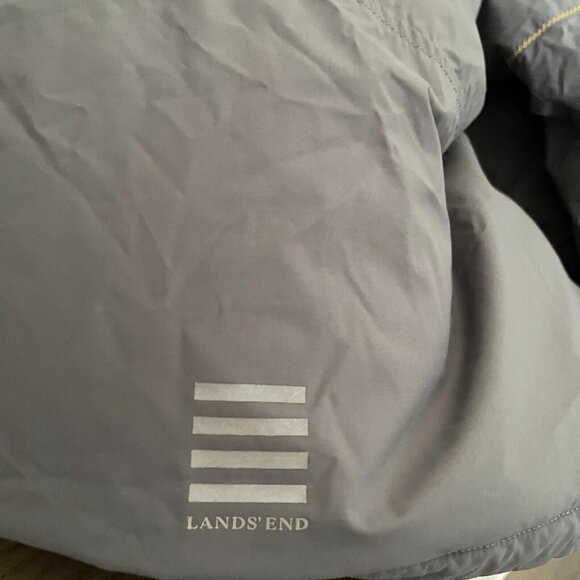 Lands End Kids Down Feather Jacket Size XL 18-20 Gray Faux Fur Hood Insulated - Picture 10 of 16